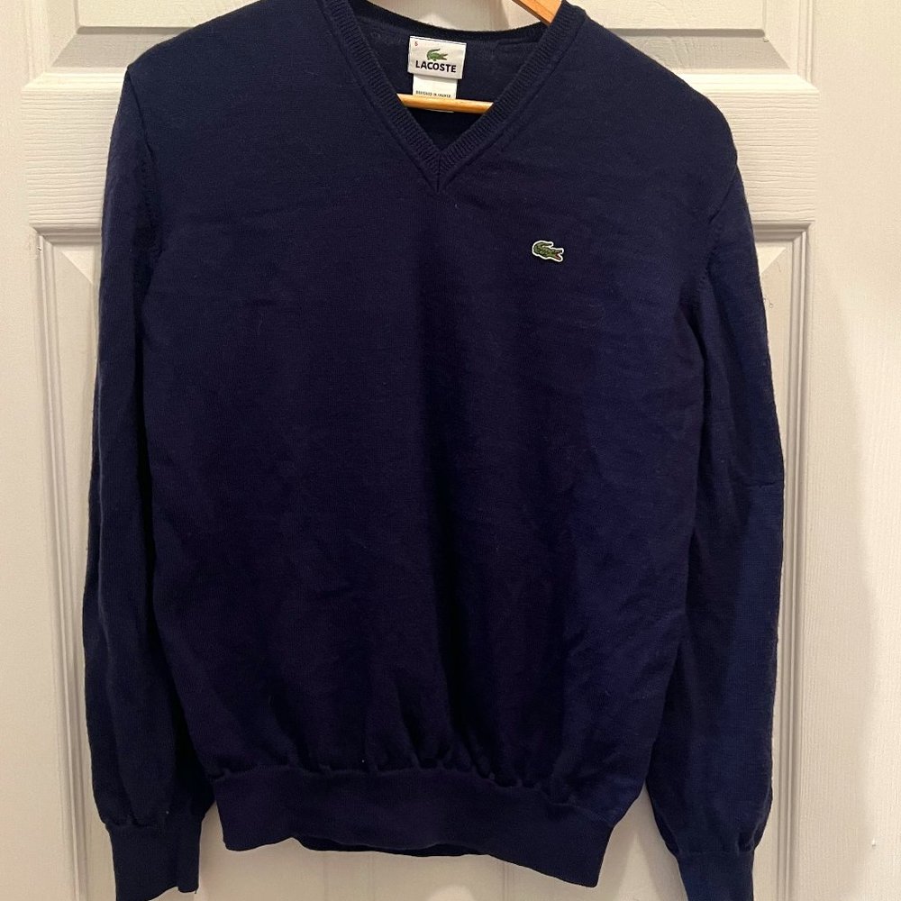 Men's Classic Wool Lacoste Navy Sweater-Size 5 (Large)